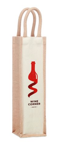 CAMPO DI VINO Elegant Jute and Canvas Wine Gift Bag for One Bottle