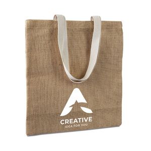 JUHU Eco-Friendly Jute Shopping Bag with Cotton Handles