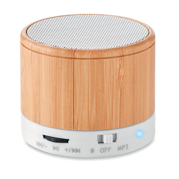 ROUND BAMBOO Speaker wireless in bamboo - GiftRetail MO9608