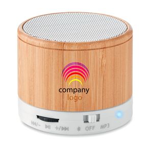 ROUND BAMBOO Speaker wireless in bamboo - GiftRetail MO9608