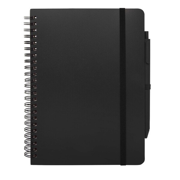 Thalaasa A5 ocean-bound hard cover notebook with ballpoint pen (black ink) - EgotierPro 107901