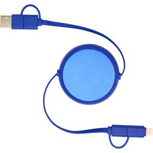 Cavo retrattile 5 in 1 da 100 cm in plastica riciclata e alluminio per la sincronizzazione dei dati e la ricarica rapida da 45 W Alasia - EgotierPro 124420