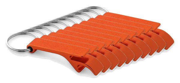 Pack da 10 Egotier 93151 - Portachiavi in alluminio con apribottiglia
