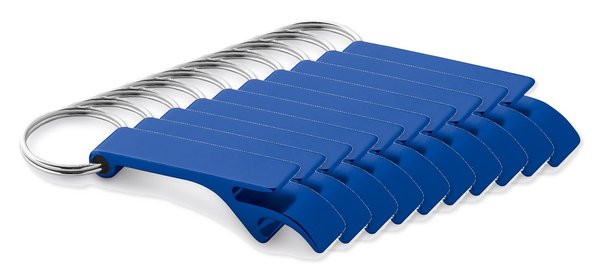Pack da 10 Egotier 93151 - Portachiavi in alluminio con apribottiglia