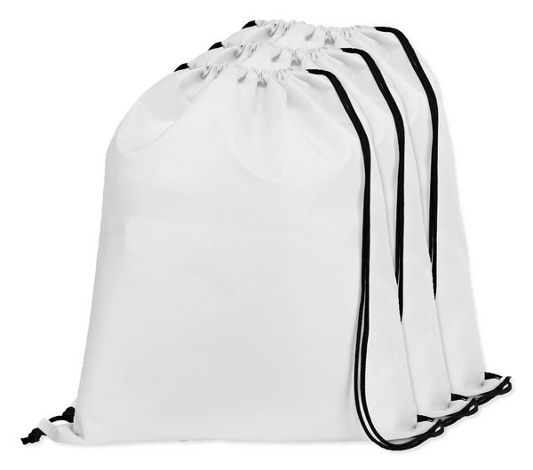 Pack da 3 Egotier 92910 - Zaino a sacca in 210D con cordoncini neri