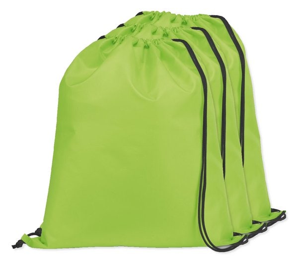 Pack da 3 Egotier 92910 - Zaino a sacca in 210D con cordoncini neri