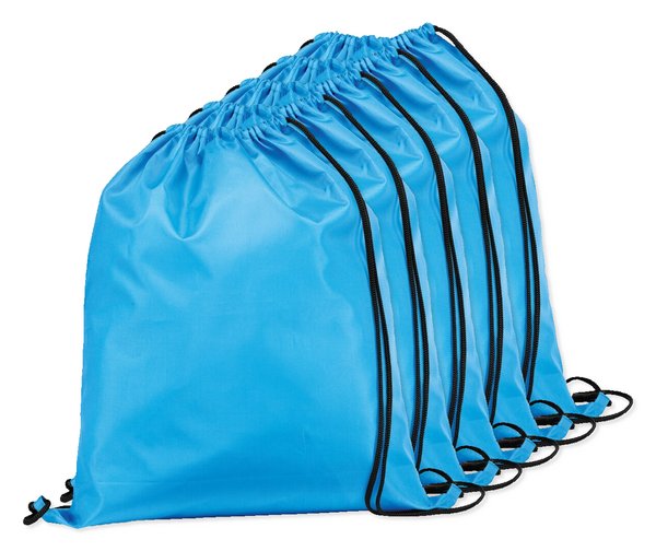Pack da 5 Egotier 92910 - Zaino a sacca in 210D con cordoncini neri