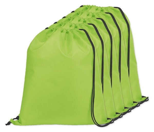 Pack da 5 Egotier 92910 - Zaino a sacca in 210D con cordoncini neri