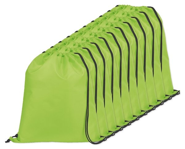 Pack da 10 Egotier 92910 - Zaino a sacca in 210D con cordoncini neri