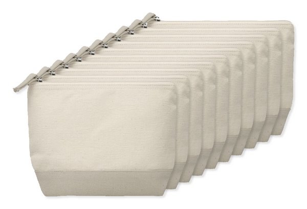 Pack of 10 GiftRetail MO9815 - KLEUREN Stylish Two-Tone Cotton Cosmetic Bag with Zipper