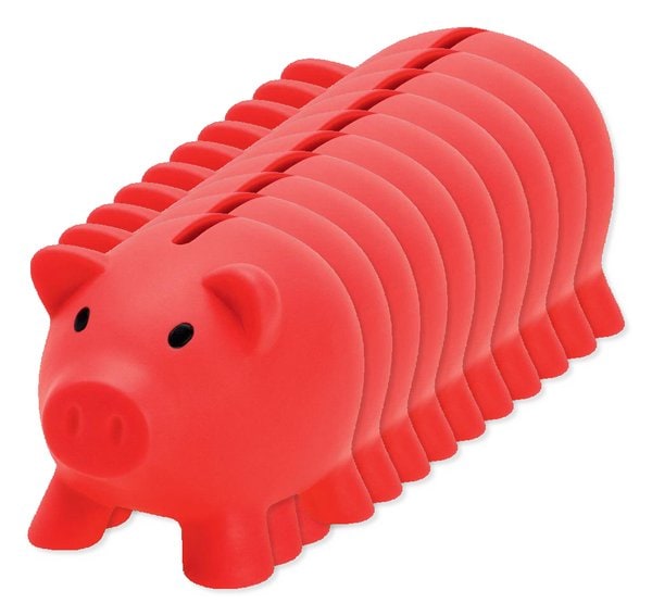 Pack da 10 GiftRetail MO8132 - SOFTCO Salvadanaio Colorato in PVC con Tappo ABS