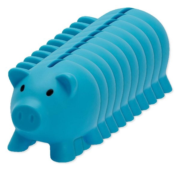 Pack da 10 GiftRetail MO8132 - SOFTCO Salvadanaio Colorato in PVC con Tappo ABS