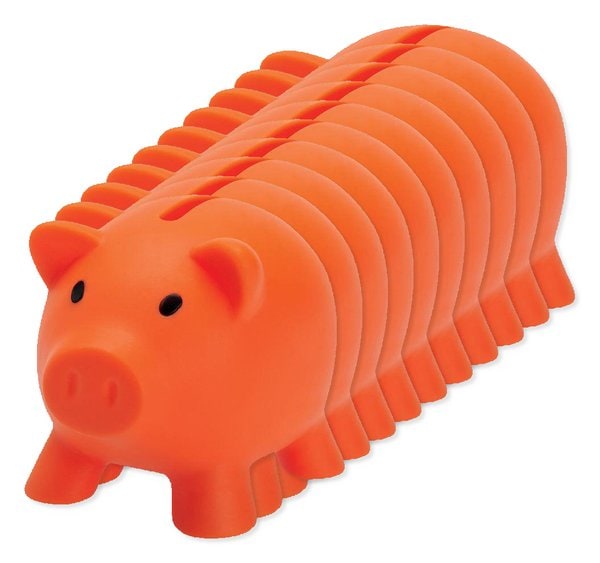 Pack da 100 GiftRetail MO8132 - SOFTCO Salvadanaio Colorato in PVC con Tappo ABS