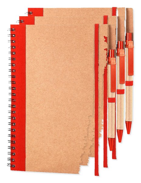 Pack da 30 Goya 30108 - Quaderno ad Anelli A5 in Cartone con Elastico e Penna RECIKLA