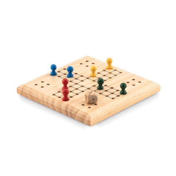 LUDO Gioco Ludo in Legno con Sacchetto di Cotone - GiftRetail MO6110