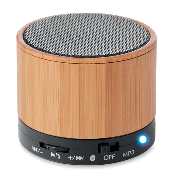 ROUND BAMBOO Speaker wireless in bamboo - GiftRetail MO9608