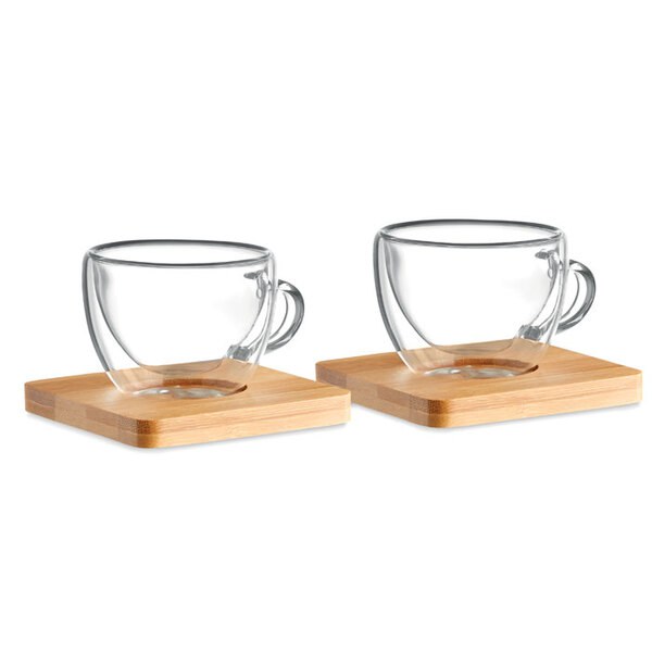 BELIZE Set Elegante di Bicchieri Espresso con Sottobicchieri - GiftRetail MO9709