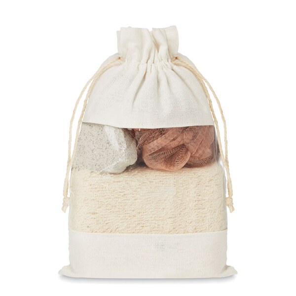 CUIDA SET Set bagno in pouch di cotone - GiftRetail MO9872