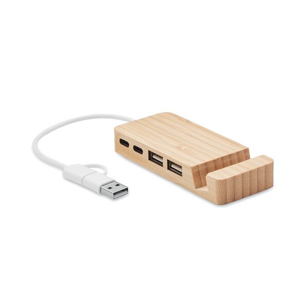 HUBSTAND Hub USB a 4 porte in bambù - GiftRetail MO2144
