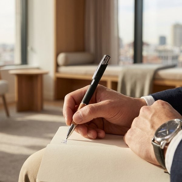 VERIA Elegant Aluminium Pen with Cork Grip and Blue Ink