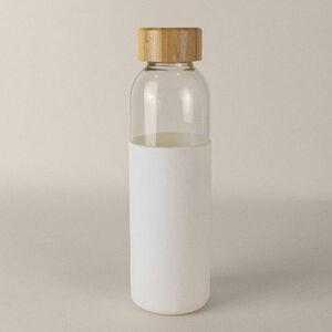 Goya 50019 - Bottiglia in Vetro 500 ml con Tappo in Bambù e Custodia in Silicone GIN