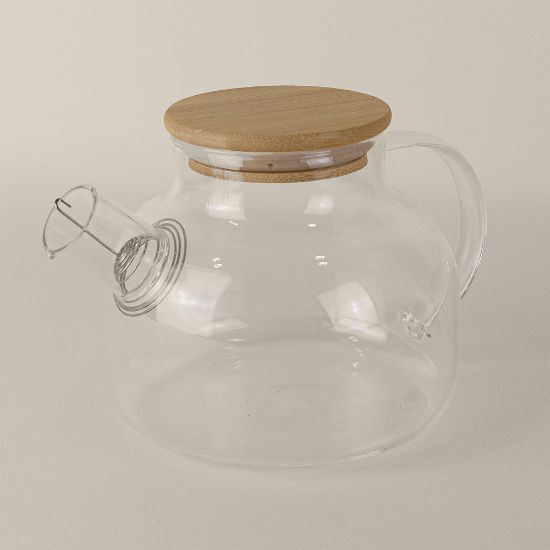 Goya 52025 - Teiera in Borosilicato con Coperchio Bambù e Filtro Rimovibile HERBAL