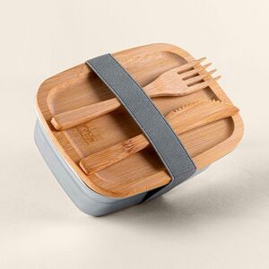 Goya 52038 - Stainless Steel Lunchbox with Bamboo Lid PEACH