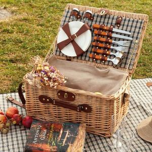 Goya 52040 - Cestino da Picnic in Vimini per 4 con Accessori KIWANO