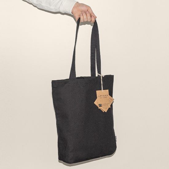 Borsa Cotone Nero Fairtrade Manici Resistenti FAIRTRADE