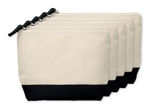 Pack of 5 GiftRetail MO9815 - KLEUREN Stylish Two-Tone Cotton Cosmetic Bag with Zipper