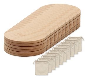 Pack da 100 GiftRetail MO6601 - BAYIN SET Set di 6 sottobicchieri di bamboo