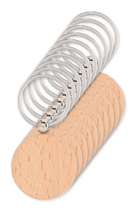 Pack da 100 GiftRetail MO9773 - TOTY WOOD Portachiavi rotondo in legno