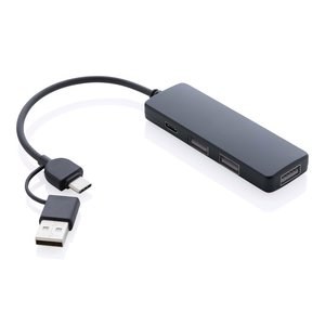 XD Collection P308.26 - Hub USB RCS in plastica riciclata con doppio ingresso