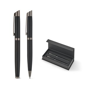 Set composto da 1 penna a sfera e 1 penna roller in alluminio, con inchiostro blu Dokumental® - Egotier 91990