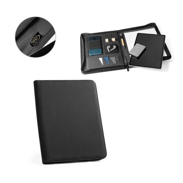 Cartella A4 in poliestere riciclato (100% rPET) 300D con chiusura zip - Egotier 93579A